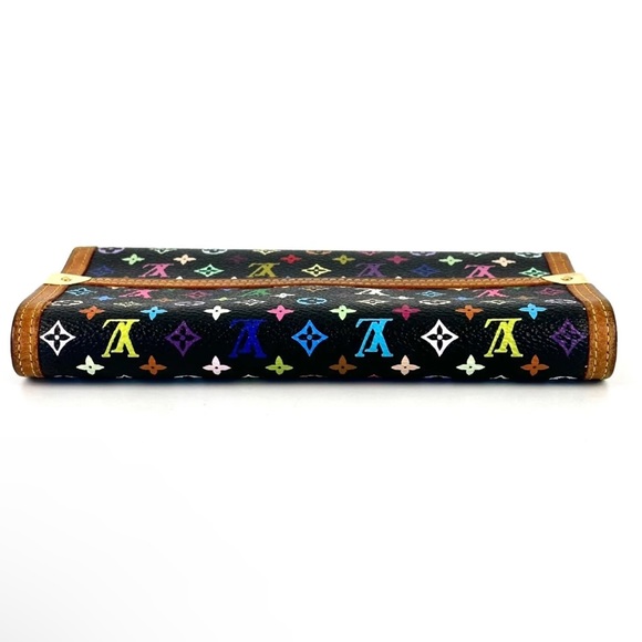 LOUIS VUITTON Black Murakami Trifold Full Length Wallet w/ LV Dust Bag & LV Box - Picture 6 of 16
